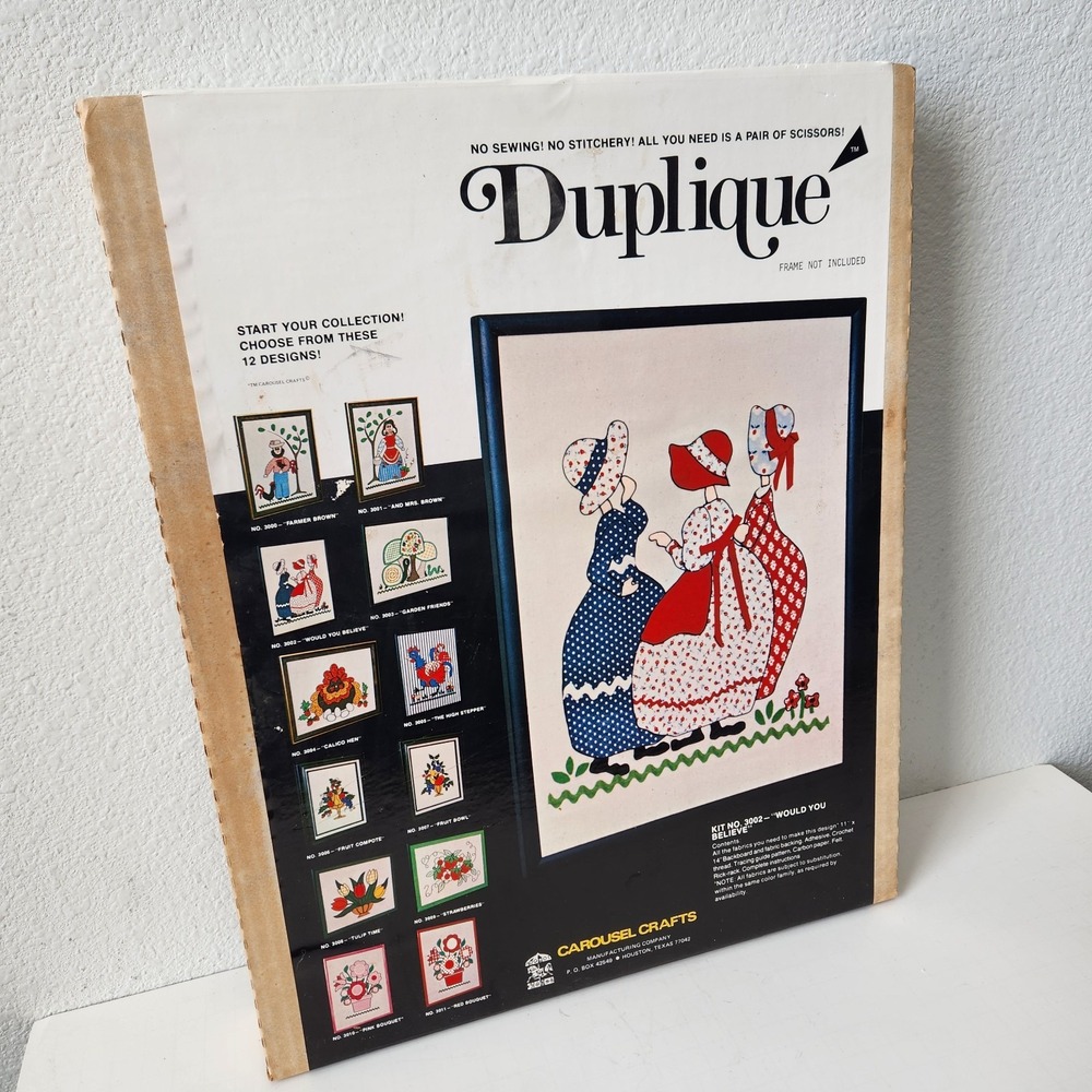 VTG RARE Duplique Would You Believe Fabric No Sew Kit 3002 By Carousel Crafts